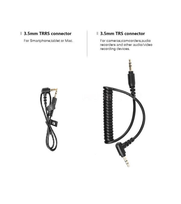 BOYA BY-MM1 Cables 3.5mm TRS Connector for Cardioid Shotgun Microphone for Smartphones Camera Camcorders Audio Recorders