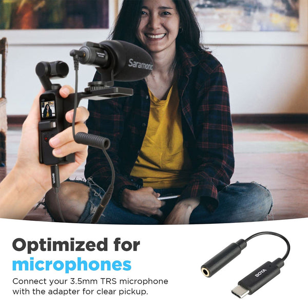 BOYA by-K6 DJI Osmo Pocket Microphone External Sound Adapter USB C to 3.5mm TRS External Microphone Audio Cable for DJI Osmo Pocket Accessories kit