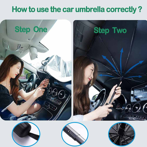 Stela Car Windshield Sun Shade Umbrella, UV Reflecting Foldable Front Car Sunshade Umbrella