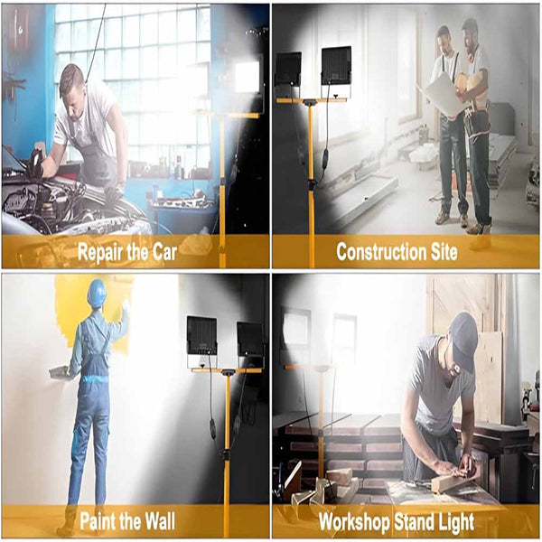Stela DL-2S 5.1ft Dual Flood Light Adjustable and Foldable Tripod Stand Telescoping Steel Floodlight Stand Heavy Duty Construction Tripod Stand for Home and Job Site Lighting