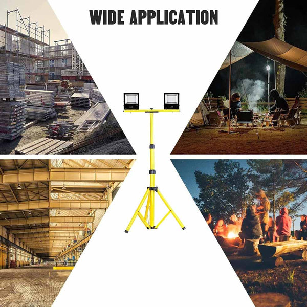 Stela DL-2S 5.1ft Dual Flood Light Adjustable and Foldable Tripod Stand Telescoping Steel Floodlight Stand Heavy Duty Construction Tripod Stand for Home and Job Site Lighting