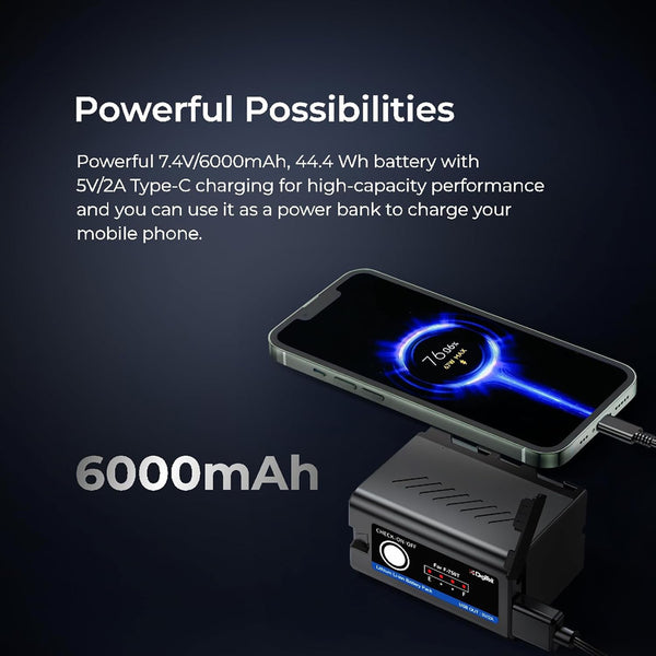 Digitek NP-F750C Lithium-ion Type-C Rechargeable Battery for Ring Light, Video Light, Stick Lights