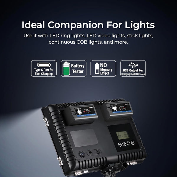 Digitek NP-F750C Lithium-ion Type-C Rechargeable Battery for Ring Light, Video Light, Stick Lights