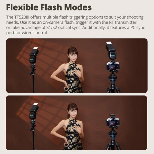 GODOX TT520 III Camera Flash Speedlite, Built-in Receiver and RT Transmitter