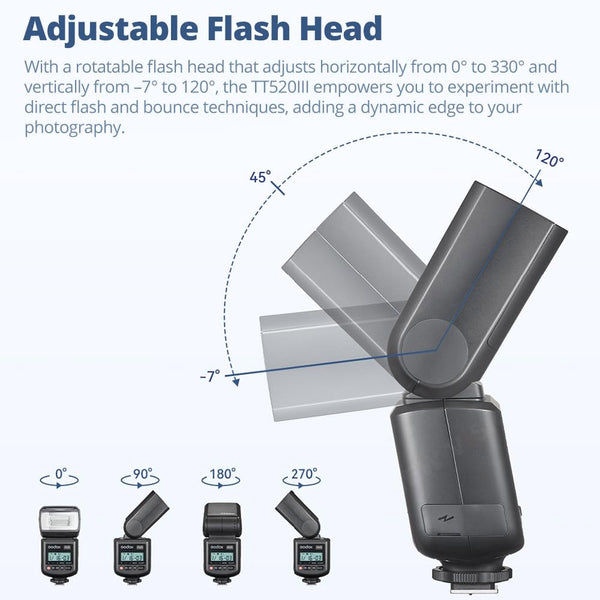 GODOX TT520 III Camera Flash Speedlite, Built-in Receiver and RT Transmitter