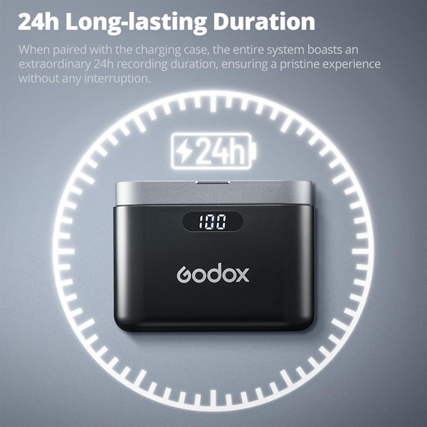 GODOX WES1 Kit2 Wireless Lavalier Microphone Compatible with iPhone/Lighting, Dual Channel 2.4G Wireless Mic, 8H Battery Life, 200m(656ft.) Range, Noise Cancelling with Charging Case for Vlogging