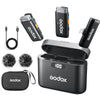 GODOX WES1 Kit2 Wireless Lavalier Microphone Compatible with iPhone/Lighting, Dual Channel 2.4G Wireless Mic, 8H Battery Life, 200m(656ft.) Range, Noise Cancelling with Charging Case for Vlogging