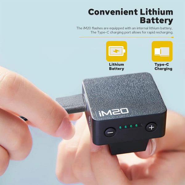 Godox iM20 Camera Flash, Built-in 470mAh Battery with 5 Levels Flash Power for Canon/Sony/Fuji/Nikon/Panasonic/Olympus, for Cameras with Single-Contact Hotshoe