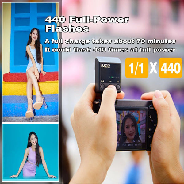 Godox iM22 Camera Flash - GN10/470 mAh/Type-c Charge/440 Full-Power Flashes/3s Recycle Times/5 Power Levels/Manual, Camera Flash for zv1/Sony zve10/Ricoh gr3/Fujifilm f1 etc.