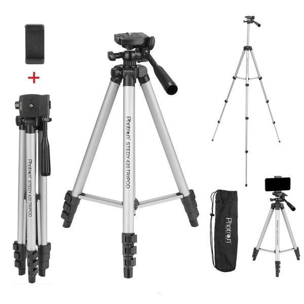Photron Stedy 420 Tripod 50 Inch(127cm) with Mobile Holder for Smart Phone, Camera, Mobile phone (Silver)