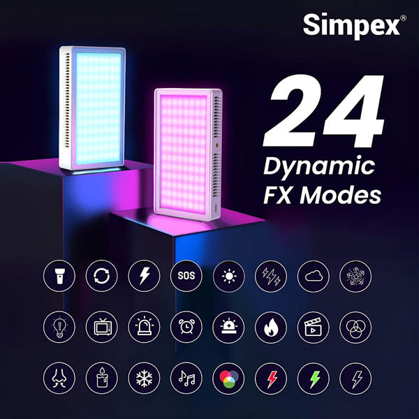 Simpex M-50R Pocket RGB Video Light, 50W Power Output with LCD Display, RGB Mode, CCT Mode, FX Mode with in-Built 6700mAh Battery