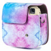 Stela Instax Mini 11/9/8 Instant Camera Premium Leather Bag with Removable and Adjustable Strap (Blue-Pink Watercolor)