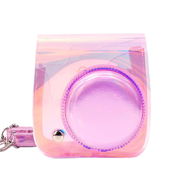 STELA PU Leather Camera Case Compatible with Fujifilm Instant Mini 11 Instant Camera with Adjustable Strap (Iridescent Clear)