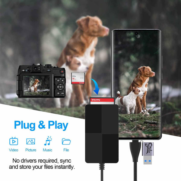 Stela 2 in 1 USB A & Type C Reader Adapter Hub 5 in 1 USB Type C Hub with USB3.0 MS CF TF Card Reader