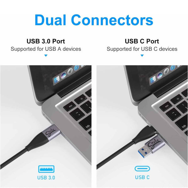 Stela Card Reader with USB 3.0 and USB C connectors with a laptop
