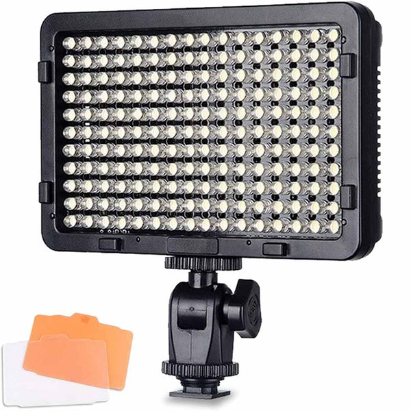 Tolifo PT-176S LED Video Light Panel – 176 LEDs, 5600K Daylight, Dimmable On-Camera Fill Light without battery
