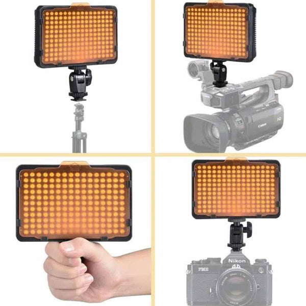 Tolifo PT-176S LED Video Light Panel – 176 LEDs, 5600K Daylight, Dimmable On-Camera Fill Light without battery