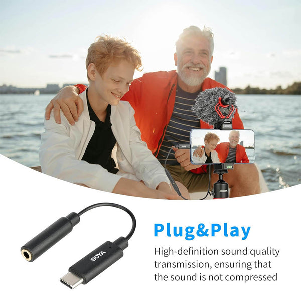 Boya by-K4 USB-C to 3.5mm (TRS) Adapter(2.4 inch),AUX to USB C Microphone/Headphone Adapter Jack Converter