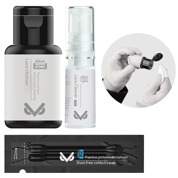 VSGO V-C01E Optical Lens Cleaner Kit Professional Lens Cleaning Fluid with Camera Cleaning Swabs and Dispensing Bottles