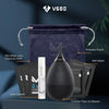 VSGO cleaning kit with tumbler filter air blower, microfiber lens cleaning cloth, and other items.