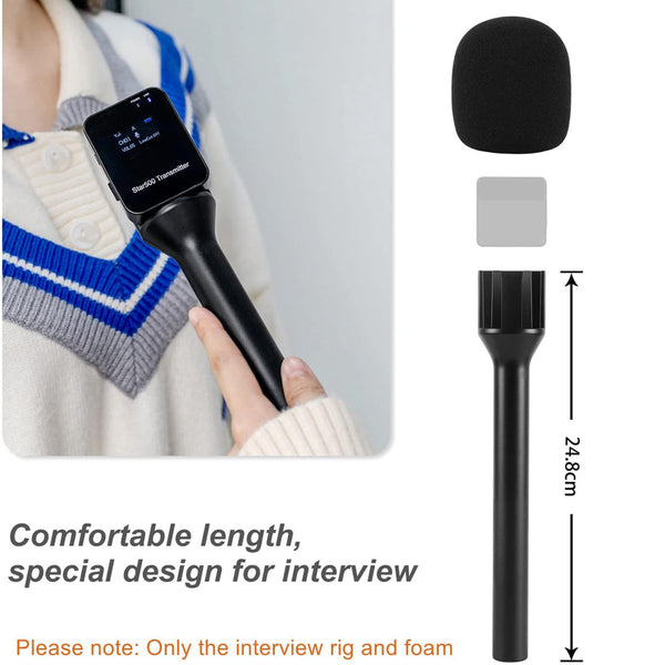 Stela Microphone Interview Handle Interview GO Handheld Adapter with Foam for RODE Wireless GO DJI Mic Lark150 and Other Wireless Transmitter with Cold Shoe StarRig-S