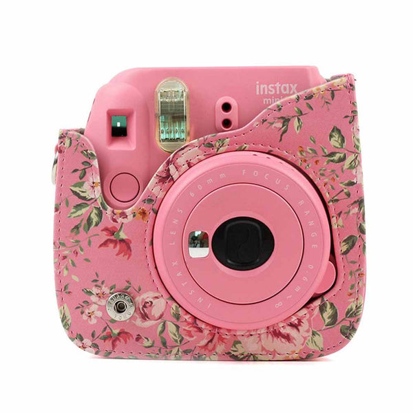 STELA PU Leather Camera Case Compatible with Fujifilm Instant Mini 11 Instant Camera with Adjustable Strap (Blue Rose)