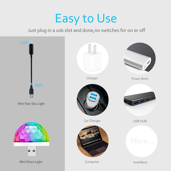 Stela USB Star Lights with Mini Disco Light, Night Lights