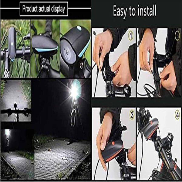 Stela 2 in 1 Rechargeable Bicycle Horn and Front LED Light (3 Lighting Modes) with Micro USB Charging