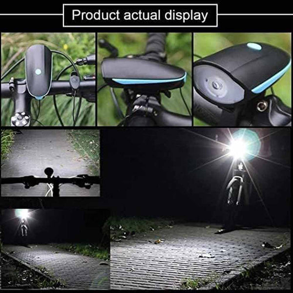 Stela 2 in 1 Rechargeable Bicycle Horn and Front LED Light (3 Lighting Modes) with Micro USB Charging