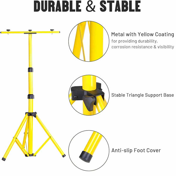 Stela DL-2S 5.1ft Dual Flood Light Adjustable and Foldable Tripod Stand Telescoping Steel Floodlight Stand Heavy Duty Construction Tripod Stand for Home and Job Site Lighting