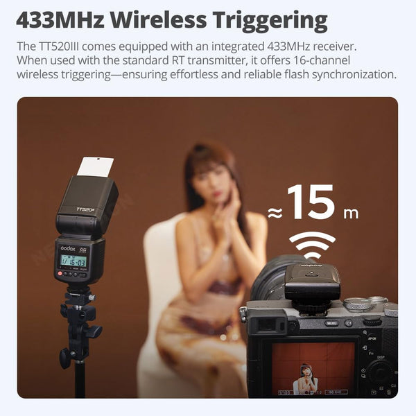 GODOX TT520 III Camera Flash Speedlite, Built-in Receiver and RT Transmitter