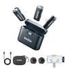 GODOX WES1 Kit2 Wireless Lavalier Microphone Compatible with iPhone/Lighting, Dual Channel 2.4G Wireless Mic, 8H Battery Life, 200m(656ft.) Range, Noise Cancelling with Charging Case for Vlogging