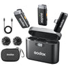 GODOX WES2 KIT2 Wireless Lavalier Microphone for Type-C, MFi Certified, Plug and Play Noise Cancelling Lapel Mic with 656ft Transmission, Charging Case, Compatible with Type-C, iPhone 15