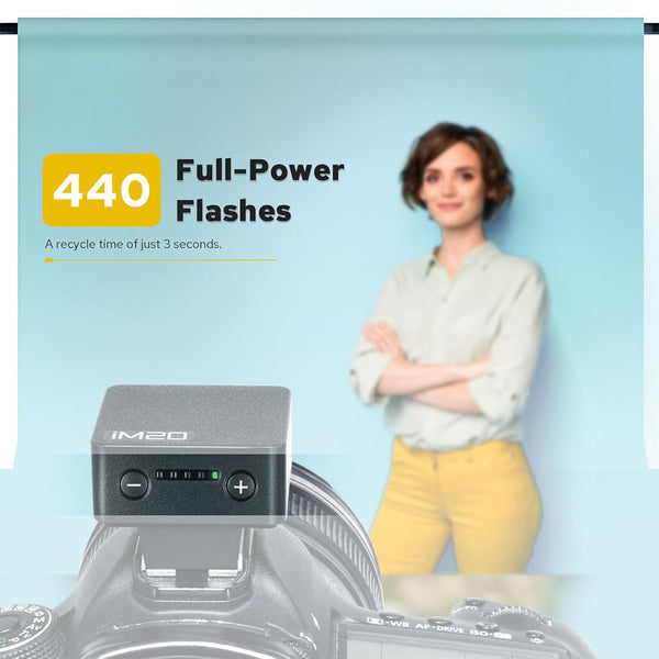 Godox iM20 Camera Flash, Built-in 470mAh Battery with 5 Levels Flash Power for Canon/Sony/Fuji/Nikon/Panasonic/Olympus, for Cameras with Single-Contact Hotshoe