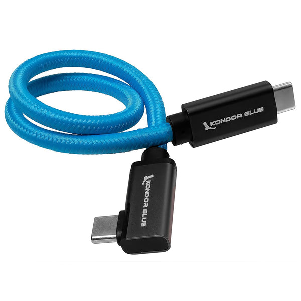 Kondor Blue USB C to USB C Right Angle 12" straight cable