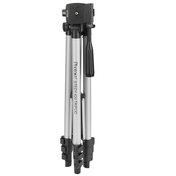 Photron Stedy 420 Tripod 50 Inch(127cm) with Mobile Holder for Smart Phone, Camera, Mobile phone (Silver)