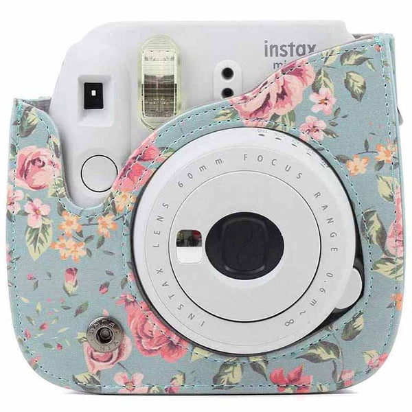 STELA PU Leather Camera Case Compatible with Fujifilm Instant Mini 11 Instant Camera with Adjustable Strap (Blue Rose)