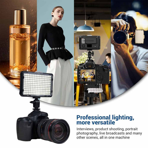 Tolifo PT-176S LED Video Light Panel – 176 LEDs, 5600K Daylight, Dimmable On-Camera Fill Light without battery