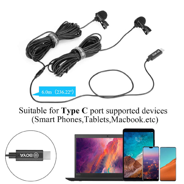 Boya BY-M3D Dual-mic Lavalier Mic for Android device
