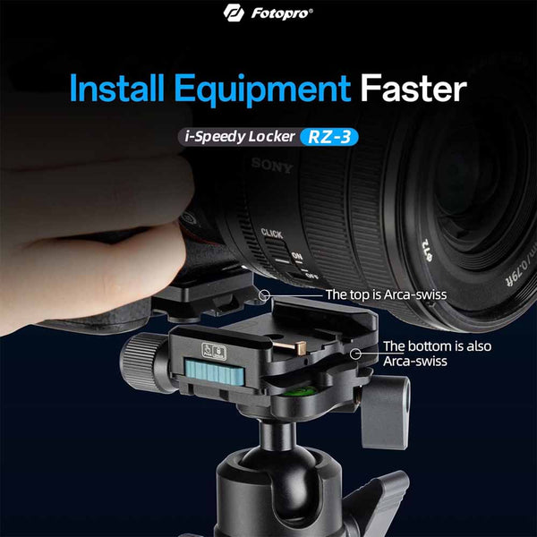 Fotopro RZ-3 Quick Release Camera Mount, Quick Setup Kit with 1/4 Screw, Adapter for DSLR/Mirrorless Camera Tripod Stabilizer Handheld Gimbal Monopod Slider