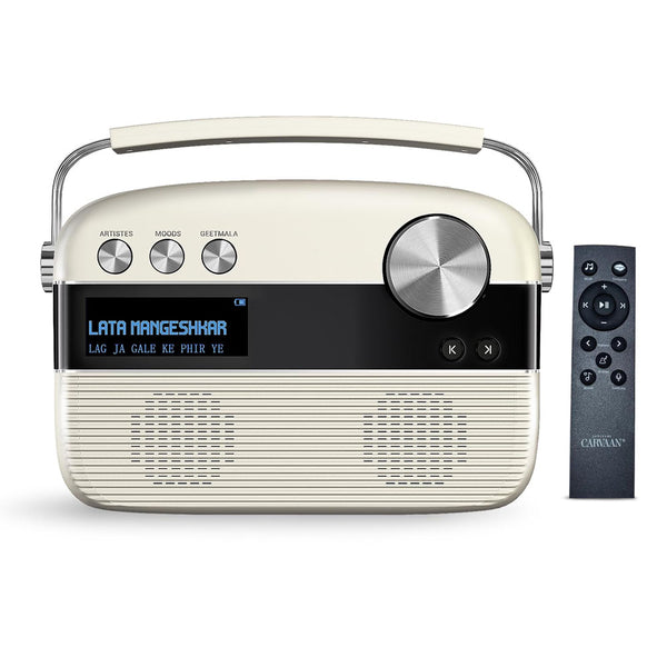 Saregama Carvaan Hindi - Portable Music Player with 5000 Preloaded Songs, FM/BT/AUX (Porcelain White)