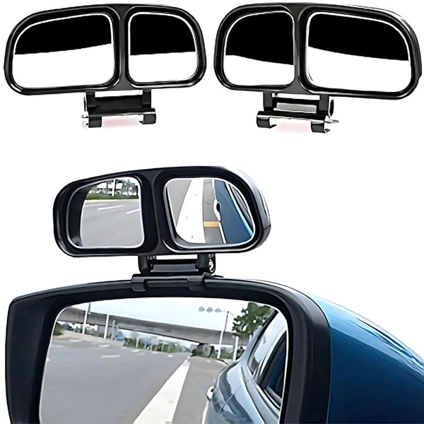 Stela 3R-027 360° Wide Angle, Adjustable, Double View, Convex Curvature, Blind Spot And Parking Mirror suitable for all Cars- Left Side Mount